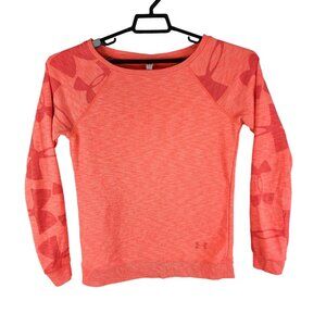 Womens Orange Under Armour Pullover Shirt Long Sleeve Round Neck Size M